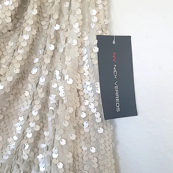 VINTAGE Nick Verreos Sequined Ivory Dress PRICE FIRM - Picture 3 of 12